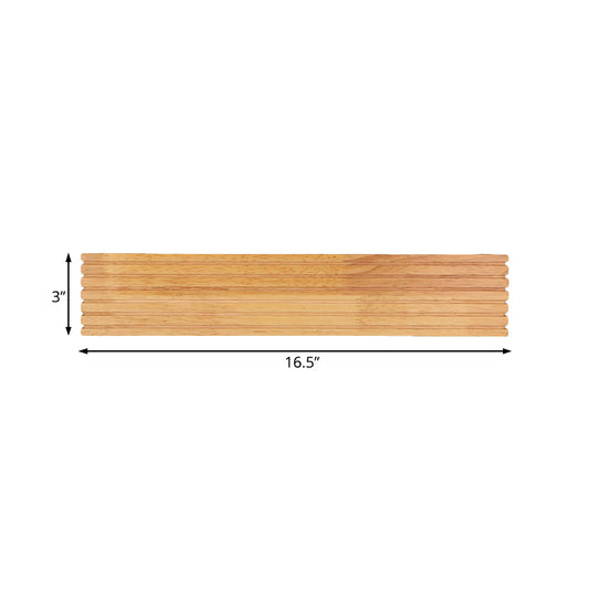 Striped Bedroom Wall Sconce Contemporary Wooden 14"/18"/21.5" Wide 1-Head Beige LED Up and Down Light Fixture in Warm/White Light Clearhalo 'Vanity Lights' 'Wall Lights' Lighting' 132280