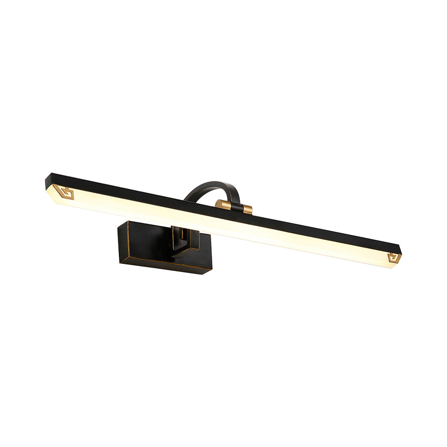 Black Finish Linear Vanity Light Modernist Style 16"/22" Wide LED Acrylic and Metal Wall Lamp for Bathroom, Warm/White Lighting Clearhalo 'Cast Iron' 'Glass' 'Industrial' 'Modern wall lights' 'Modern' 'Tiffany' 'Traditional wall lights' 'Vanity Lights' 'Wall Lights' Lighting' 132302