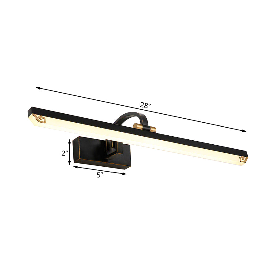Black Finish Linear Vanity Light Modernist Style 16"/22" Wide LED Acrylic and Metal Wall Lamp for Bathroom, Warm/White Lighting Clearhalo 'Cast Iron' 'Glass' 'Industrial' 'Modern wall lights' 'Modern' 'Tiffany' 'Traditional wall lights' 'Vanity Lights' 'Wall Lights' Lighting' 132305