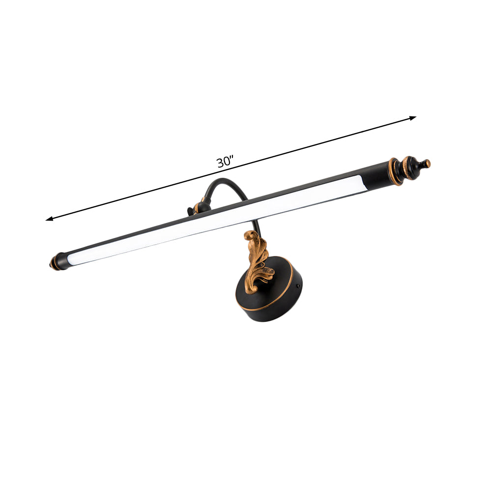 Black Tubular Vanity Lighting Modernist 19"/25" W LED Metal Wall Sconce Light in Warm/White Light for Bathroom Clearhalo 'Cast Iron' 'Glass' 'Industrial' 'Modern wall lights' 'Modern' 'Tiffany' 'Traditional wall lights' 'Vanity Lights' 'Wall Lights' Lighting' 132318