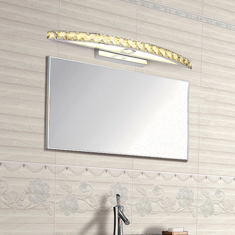 Bow Shaped Vanity Lighting Contemporary Crystal 1-Light Bedroom Wall Sconce Light in Clear/Champagne, 17"/21"/27.5" Wide Champagne Clearhalo 'Modern wall lights' 'Modern' 'Vanity Lights' 'Wall Lights' Lighting' 132327