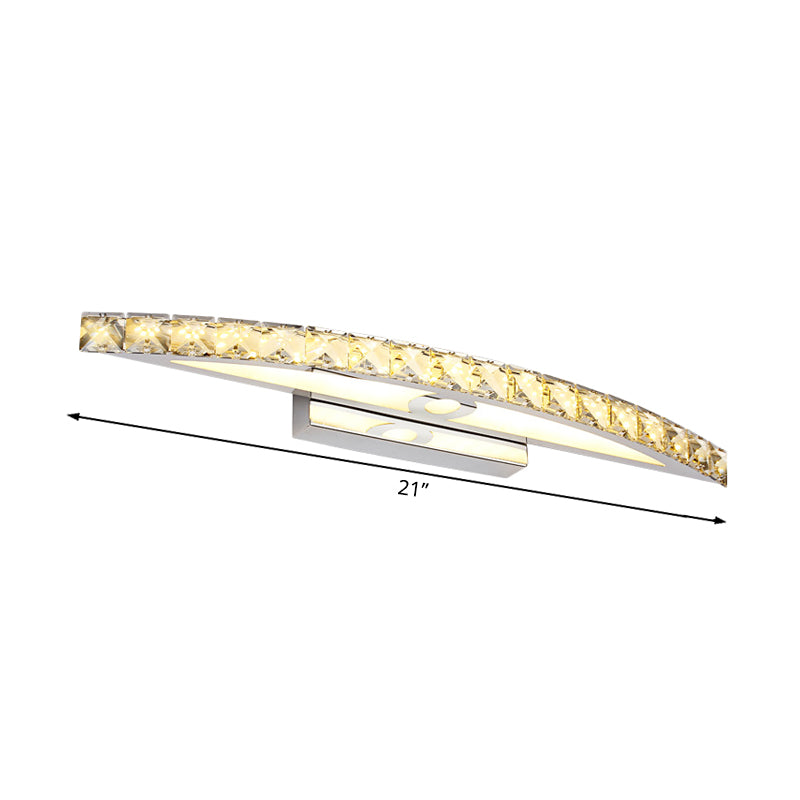 Bow Shaped Vanity Lighting Contemporary Crystal 1-Light Bedroom Wall Sconce Light in Clear/Champagne, 17"/21"/27.5" Wide Clearhalo 'Modern wall lights' 'Modern' 'Vanity Lights' 'Wall Lights' Lighting' 132331