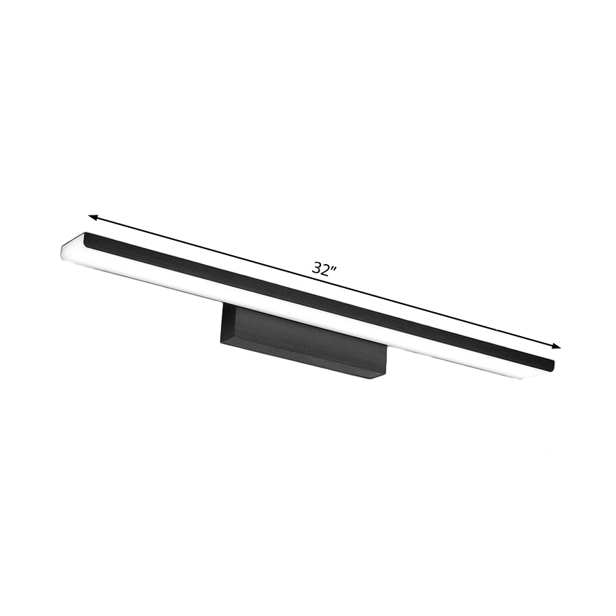 Rectangle Bathroom Wall Mounted Vanity Light Aluminum 16"/24" W LED Nordic Style Wall Lamp in Black/Silver, Warm/White Light Clearhalo 'Cast Iron' 'Glass' 'Industrial' 'Modern wall lights' 'Modern' 'Tiffany' 'Traditional wall lights' 'Vanity Lights' 'Wall Lights' Lighting' 132341