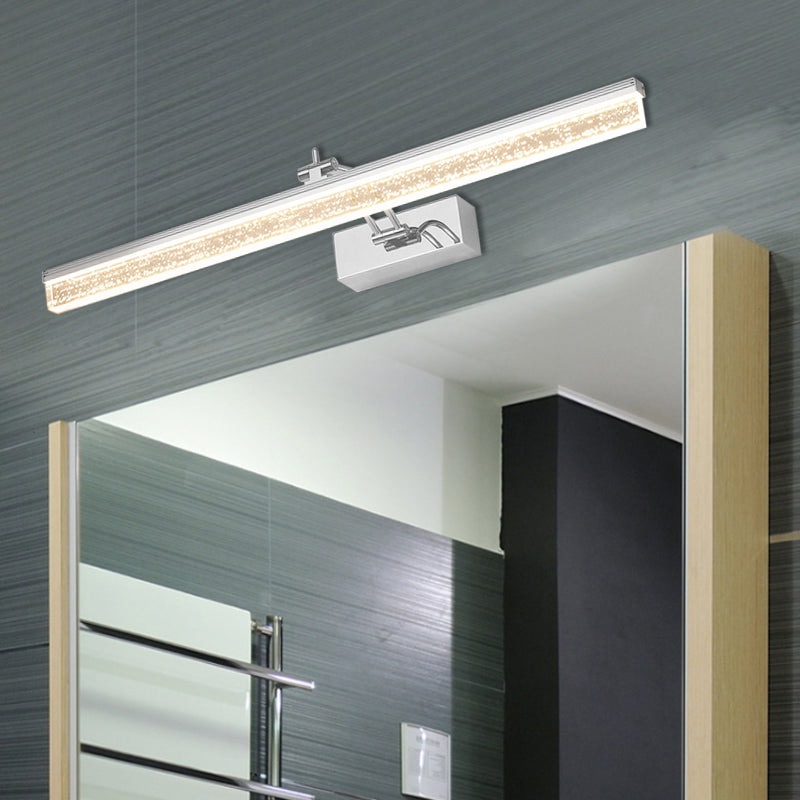 Acrylic Linear LED Vanity Fixture Modern Chrome Adjustable Sconce Light in Warm/White Light, 16"/23.5"/31.5" Wide Clearhalo 'Cast Iron' 'Glass' 'Industrial' 'Modern wall lights' 'Modern' 'Tiffany' 'Traditional wall lights' 'Vanity Lights' 'Wall Lights' Lighting' 132342