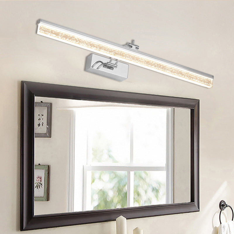 Acrylic Linear LED Vanity Fixture Modern Chrome Adjustable Sconce Light in Warm/White Light, 16"/23.5"/31.5" Wide Clearhalo 'Cast Iron' 'Glass' 'Industrial' 'Modern wall lights' 'Modern' 'Tiffany' 'Traditional wall lights' 'Vanity Lights' 'Wall Lights' Lighting' 132343