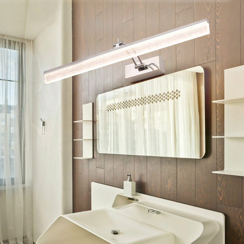 Acrylic Linear LED Vanity Fixture Modern Chrome Adjustable Sconce Light in Warm/White Light, 16"/23.5"/31.5" Wide Clearhalo 'Cast Iron' 'Glass' 'Industrial' 'Modern wall lights' 'Modern' 'Tiffany' 'Traditional wall lights' 'Vanity Lights' 'Wall Lights' Lighting' 132347