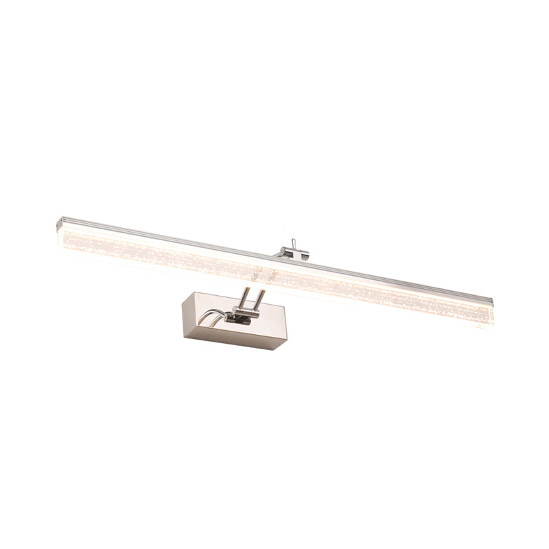 Acrylic Linear LED Vanity Fixture Modern Chrome Adjustable Sconce Light in Warm/White Light, 16"/23.5"/31.5" Wide Clearhalo 'Cast Iron' 'Glass' 'Industrial' 'Modern wall lights' 'Modern' 'Tiffany' 'Traditional wall lights' 'Vanity Lights' 'Wall Lights' Lighting' 132348
