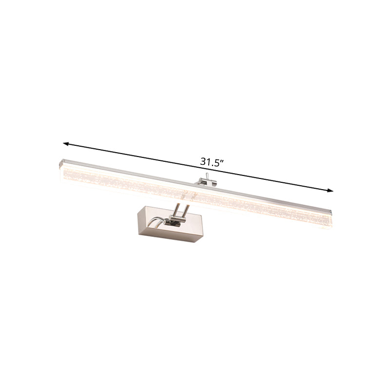 Acrylic Linear LED Vanity Fixture Modern Chrome Adjustable Sconce Light in Warm/White Light, 16"/23.5"/31.5" Wide Clearhalo 'Cast Iron' 'Glass' 'Industrial' 'Modern wall lights' 'Modern' 'Tiffany' 'Traditional wall lights' 'Vanity Lights' 'Wall Lights' Lighting' 132351