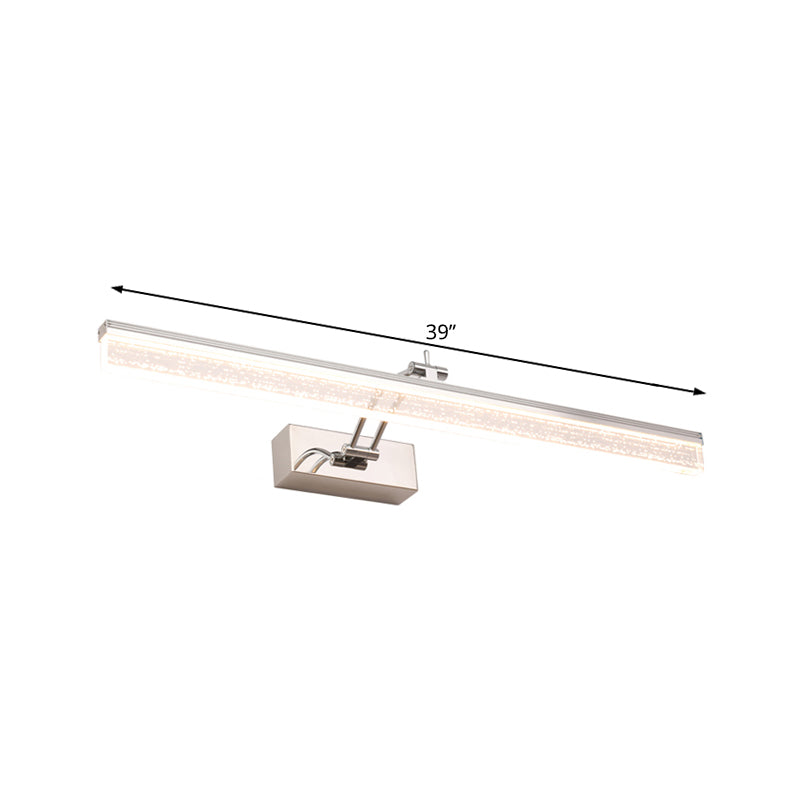 Acrylic Linear LED Vanity Fixture Modern Chrome Adjustable Sconce Light in Warm/White Light, 16"/23.5"/31.5" Wide Clearhalo 'Cast Iron' 'Glass' 'Industrial' 'Modern wall lights' 'Modern' 'Tiffany' 'Traditional wall lights' 'Vanity Lights' 'Wall Lights' Lighting' 132352