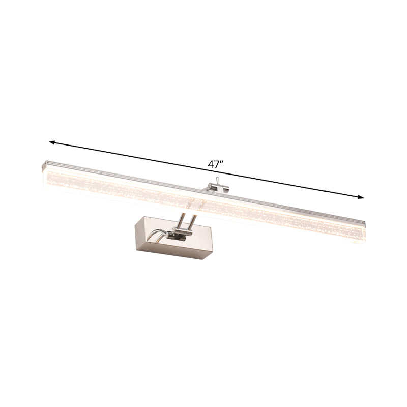 Acrylic Linear LED Vanity Fixture Modern Chrome Adjustable Sconce Light in Warm/White Light, 16"/23.5"/31.5" Wide Clearhalo 'Cast Iron' 'Glass' 'Industrial' 'Modern wall lights' 'Modern' 'Tiffany' 'Traditional wall lights' 'Vanity Lights' 'Wall Lights' Lighting' 132353