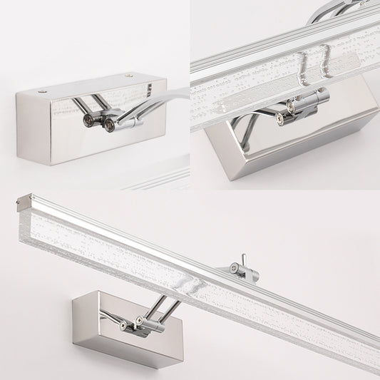 Acrylic Linear LED Vanity Fixture Modern Chrome Adjustable Sconce Light in Warm/White Light, 16"/23.5"/31.5" Wide Clearhalo 'Cast Iron' 'Glass' 'Industrial' 'Modern wall lights' 'Modern' 'Tiffany' 'Traditional wall lights' 'Vanity Lights' 'Wall Lights' Lighting' 132354