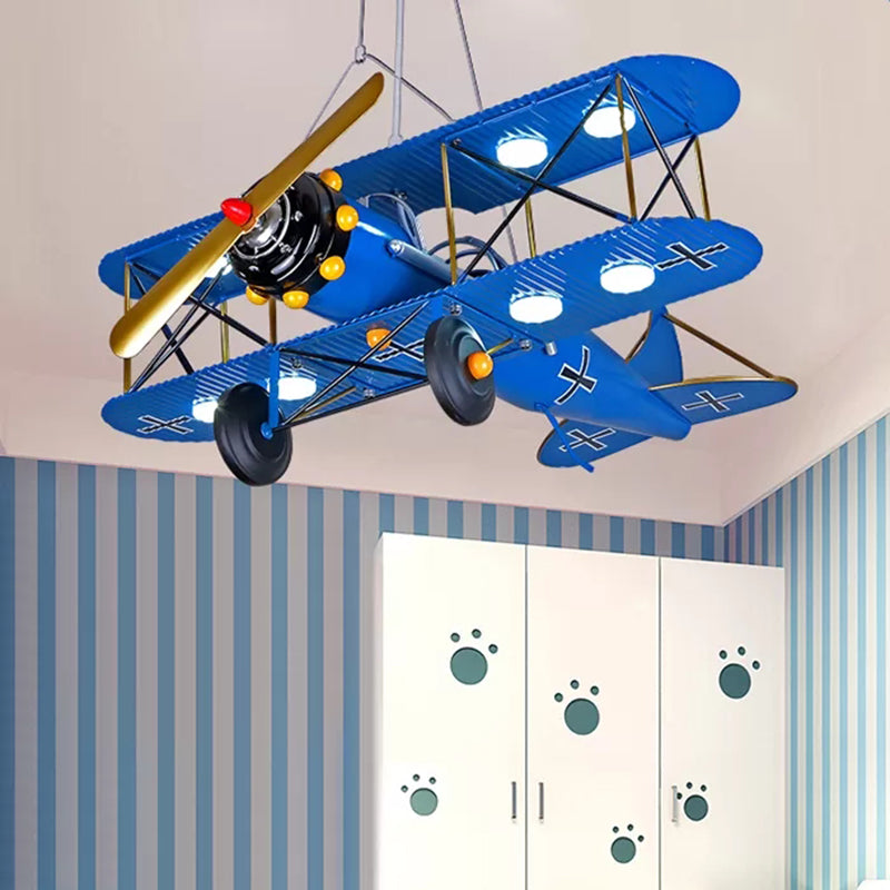 Large Chandelier 8 Light, Modern Hanging Light Fixture with Milk Glass Shade & Biplane Design for Boys Room, L:25in W:27.5in H:8in Clearhalo 'Ceiling Lights' 'Chandeliers' Lighting' options 13318