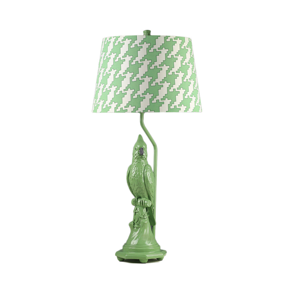 Modernism LED Desk Light with Fabric Shade Green/White Cone Small Desk Lamp with Bird Base Clearhalo 'Lamps' 'Table Lamps' Lighting' 133712