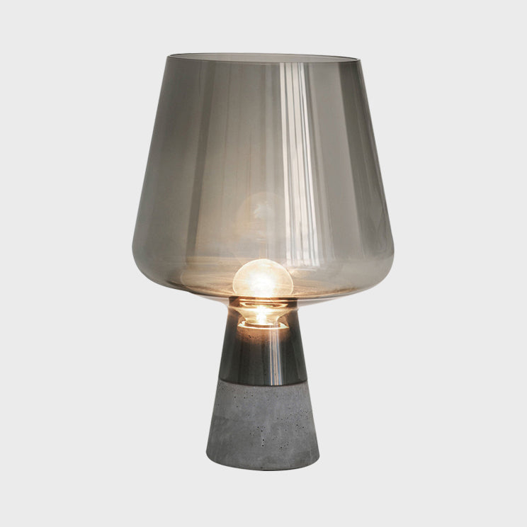 Open-Top Table Lamp Modern Grey/Brown/Clear Glass 1 Light Reading Night Table Light with Cement Base, 8"/10" Wide Clearhalo 'Lamps' 'Table Lamps' Lighting' 133717