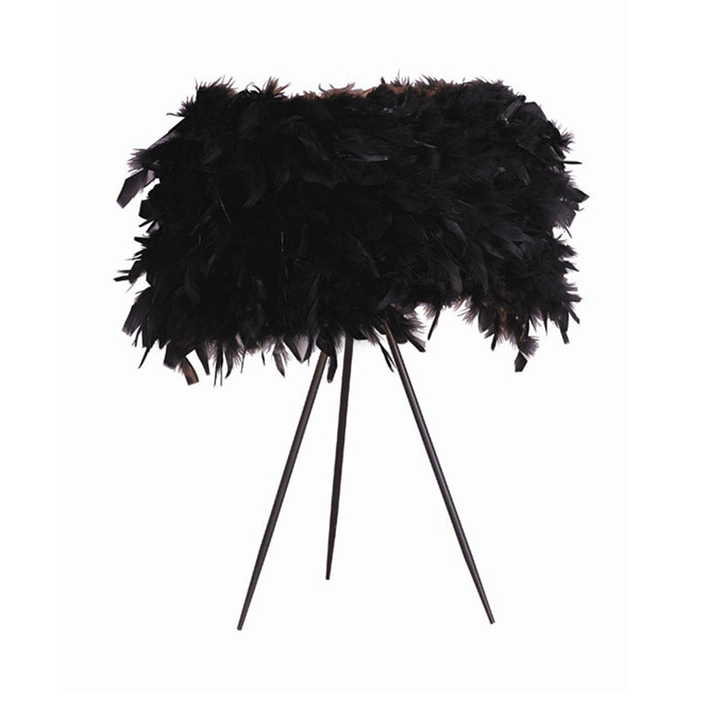 Feather Drum Shade Accent Table Light Modern Style 1-Light Table Lamp in Black/Red/White Clearhalo 'Lamps' 'Table Lamps' Lighting' 133753