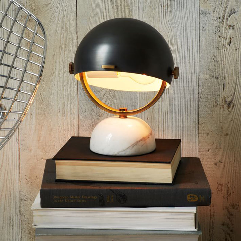 Black/Red Finish Domed Table Lamp Modern Style 1-Bulb Metal Table Light with Marble Base for Bedroom Black Clearhalo 'Lamps' 'Table Lamps' Lighting' 133755