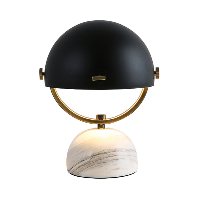 Black/Red Finish Domed Table Lamp Modern Style 1-Bulb Metal Table Light with Marble Base for Bedroom Clearhalo 'Lamps' 'Table Lamps' Lighting' 133757