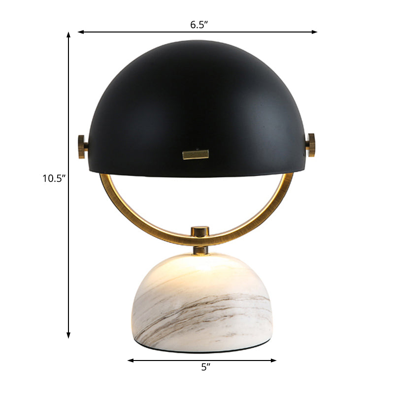 Black/Red Finish Domed Table Lamp Modern Style 1-Bulb Metal Table Light with Marble Base for Bedroom Clearhalo 'Lamps' 'Table Lamps' Lighting' 133758