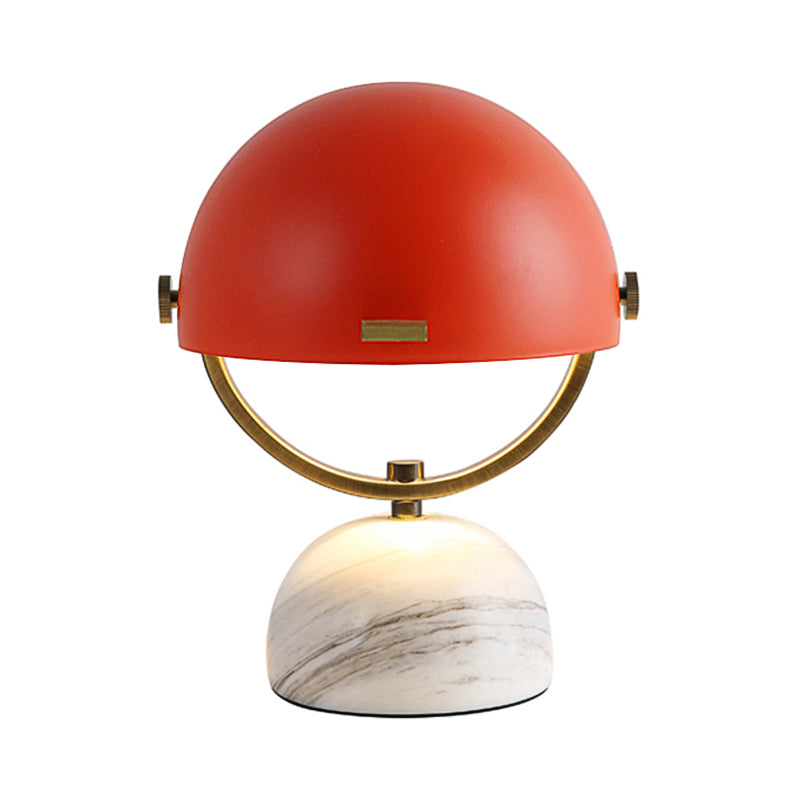 Black/Red Finish Domed Table Lamp Modern Style 1-Bulb Metal Table Light with Marble Base for Bedroom Clearhalo 'Lamps' 'Table Lamps' Lighting' 133760