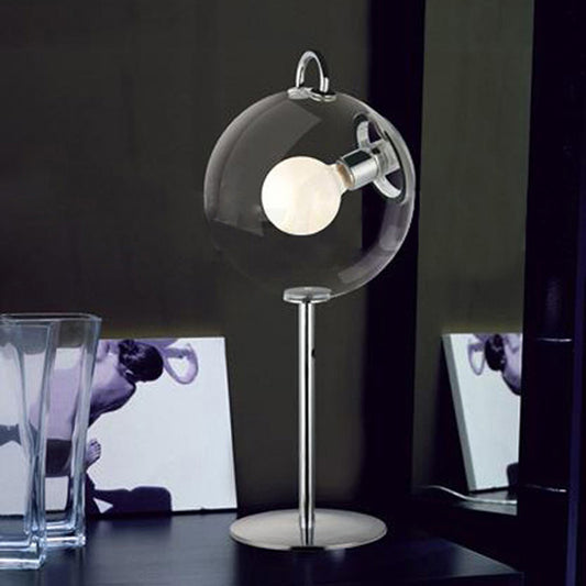 Contemporary Style 1 Light Table Lamp Chrome Global Table Light with Clear Glass Shade Clear Clearhalo 'Lamps' 'Table Lamps' Lighting' 133808