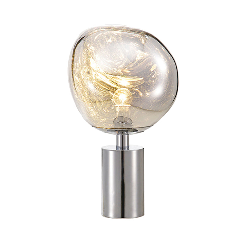 Modernist Style Molten Table Lighting Silver/Gold Hand-Blown Glass 1 Head Living Room Table Lamp Clearhalo 'Lamps' 'Table Lamps' Lighting' 133814