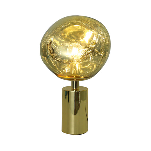 Modernist Style Molten Table Lighting Silver/Gold Hand-Blown Glass 1 Head Living Room Table Lamp Clearhalo 'Lamps' 'Table Lamps' Lighting' 133818