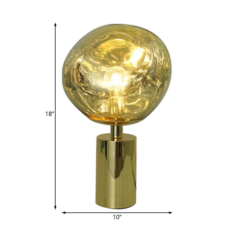 Modernist Style Molten Table Lighting Silver/Gold Hand-Blown Glass 1 Head Living Room Table Lamp Clearhalo 'Lamps' 'Table Lamps' Lighting' 133819