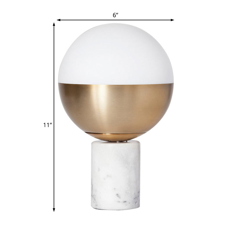 Brass Orbit Shade Table Lamp Modernism Style 1-Light Opal Glass Table Lighting with Marble Base Clearhalo 'Lamps' 'Table Lamps' Lighting' 133938