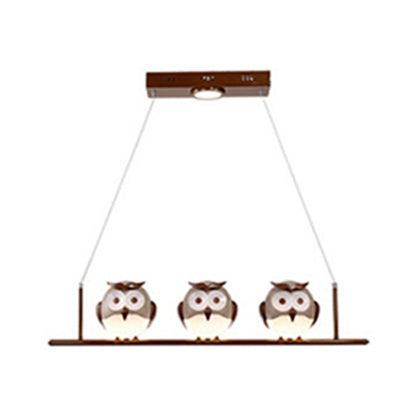 Animal Chandelier with Owl Metal Pendant Light for Living Room Child Bedroom 3 Brown Clearhalo 'Ceiling Lights' 'Island Lights' Lighting' 13404