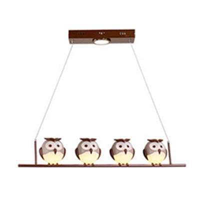 Animal Chandelier with Owl Metal Pendant Light for Living Room Child Bedroom 4 Brown Clearhalo 'Ceiling Lights' 'Island Lights' Lighting' 13407