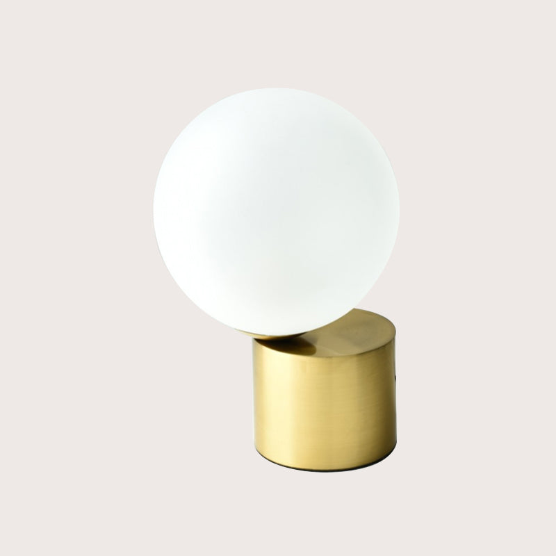 Frosted Glass Ball Table Lamp Contemporary Stylish 1 Light Golden Table Lighting with Cylinder Base Clearhalo 'Lamps' 'Table Lamps' Lighting' 134106