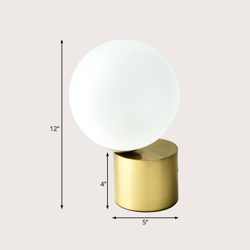 Frosted Glass Ball Table Lamp Contemporary Stylish 1 Light Golden Table Lighting with Cylinder Base Clearhalo 'Lamps' 'Table Lamps' Lighting' 134107