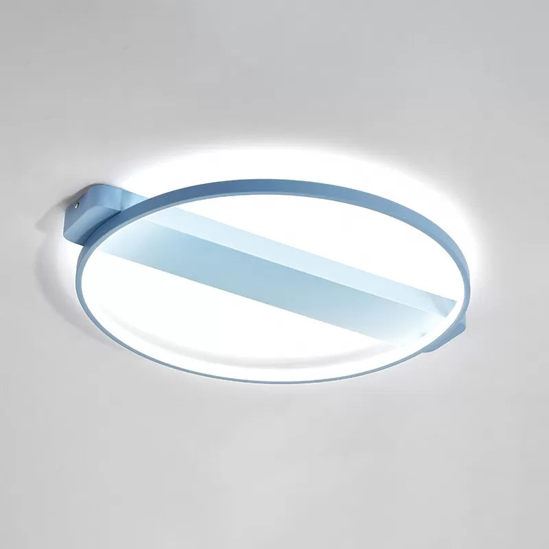 Bedroom Ceiling Light LED, Semi Flush Light with Acrylic Ring for Kids Modern Style Blue 18" Remote Control Stepless Dimming Clearhalo 'Ceiling Lights' 'Close To Ceiling Lights' 'Close to ceiling' 'Flush mount' Lighting' 13434