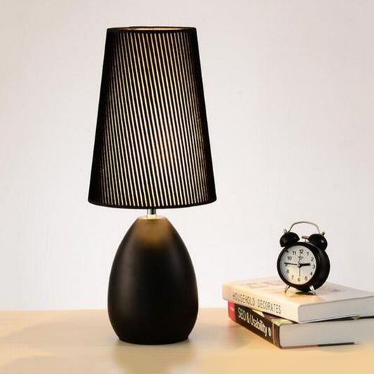 Cone Reading Book Light Modernism Fabric 1 Light Desk Light in White/Black for Bedroom Black Clearhalo 'Lamps' 'Table Lamps' Lighting' 134469