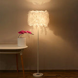 Feather Drum Shade Floor Lamp Modern Style 1-Light Floor Lighting in Multi Colors for Living Room Clearhalo 'Lamps' 'Table Lamps' Lighting' 134946