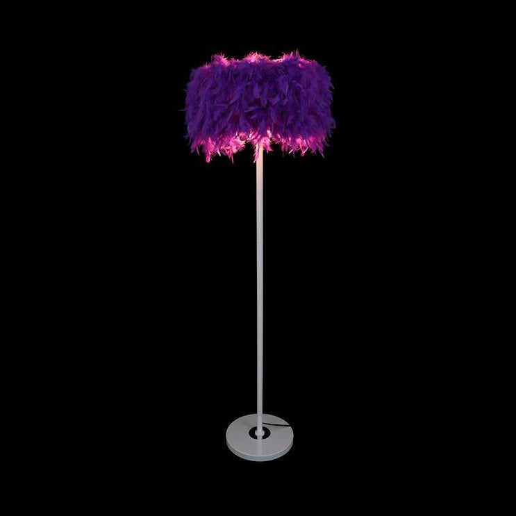 Feather Drum Shade Floor Lamp Modern Style 1-Light Floor Lighting in Multi Colors for Living Room Clearhalo 'Lamps' 'Table Lamps' Lighting' 134953