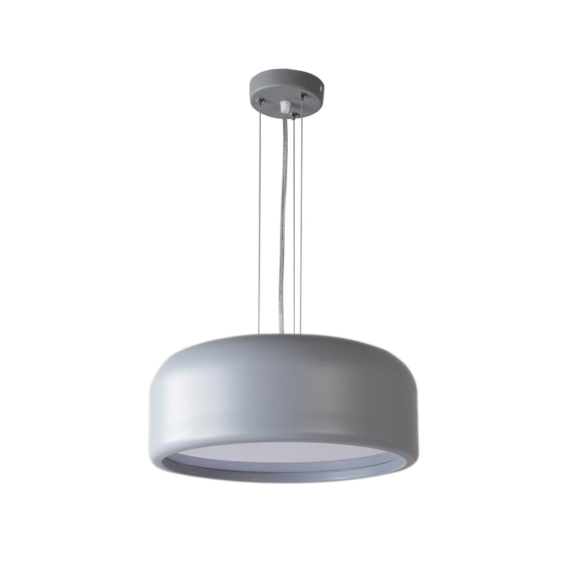 Drum Pendant Lamp Modern 1 Light Acrylic Grey/Coffee Hanging Ceiling Light for Living Room with Recessed Diffuser, 14"/19"/23.5" Wide Clearhalo 'Ceiling Lights' 'Modern Pendants' 'Modern' 'Pendant Lights' 'Pendants' Lighting' 135131