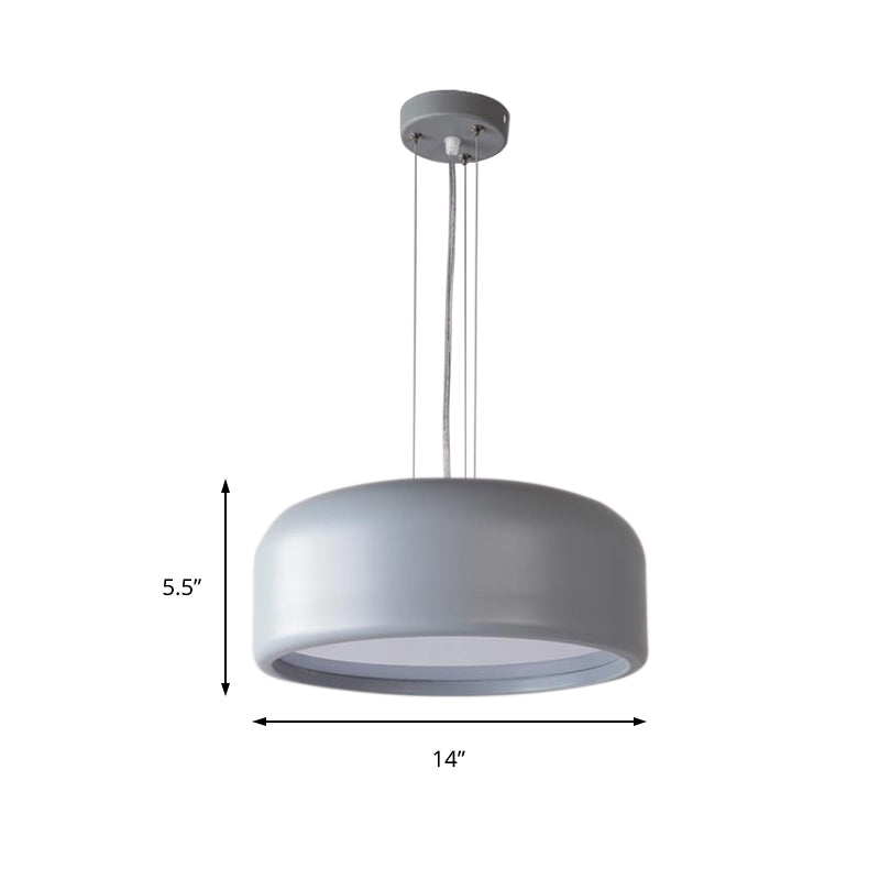 Drum Pendant Lamp Modern 1 Light Acrylic Grey/Coffee Hanging Ceiling Light for Living Room with Recessed Diffuser, 14"/19"/23.5" Wide Clearhalo 'Ceiling Lights' 'Modern Pendants' 'Modern' 'Pendant Lights' 'Pendants' Lighting' 135134