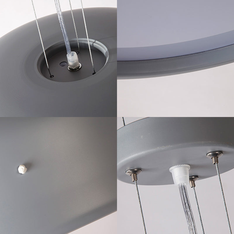 Drum Pendant Lamp Modern 1 Light Acrylic Grey/Coffee Hanging Ceiling Light for Living Room with Recessed Diffuser, 14"/19"/23.5" Wide Clearhalo 'Ceiling Lights' 'Modern Pendants' 'Modern' 'Pendant Lights' 'Pendants' Lighting' 135137