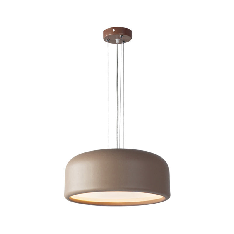 Drum Pendant Lamp Modern 1 Light Acrylic Grey/Coffee Hanging Ceiling Light for Living Room with Recessed Diffuser, 14"/19"/23.5" Wide Clearhalo 'Ceiling Lights' 'Modern Pendants' 'Modern' 'Pendant Lights' 'Pendants' Lighting' 135140