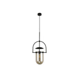 Cylinder Glass Shade Pendant Light Contemporary Amber/Pink 1 Light Hanging Ceiling Light Fixture with Black/Gold Frame Clearhalo 'Ceiling Lights' 'Glass shade' 'Glass' 'Modern Pendants' 'Modern' 'Pendant Lights' 'Pendants' Lighting' 135156