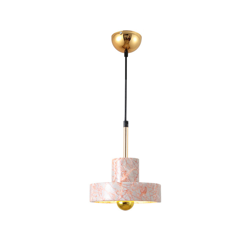 Drum Pendant Lamp Contemporary Marble 1 Light Black/White/Pink Hanging Ceiling Light Fixture for Bedroom Clearhalo 'Ceiling Lights' 'Modern Pendants' 'Modern' 'Pendant Lights' 'Pendants' Lighting' 135171