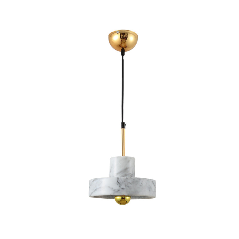 Drum Pendant Lamp Contemporary Marble 1 Light Black/White/Pink Hanging Ceiling Light Fixture for Bedroom Clearhalo 'Ceiling Lights' 'Modern Pendants' 'Modern' 'Pendant Lights' 'Pendants' Lighting' 135174