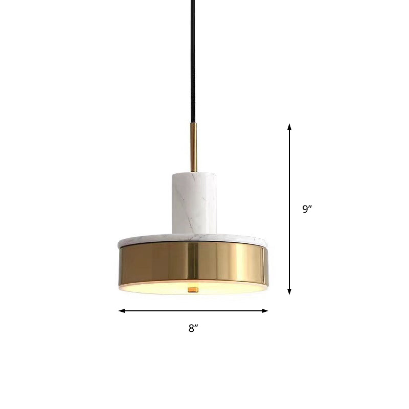 Drum Pendant Lamp Contemporary Metal 1 Light Black/White/Dark Green Led Hanging Ceiling Light for Dining Room Clearhalo 'Ceiling Lights' 'Modern Pendants' 'Modern' 'Pendant Lights' 'Pendants' Lighting' 135179