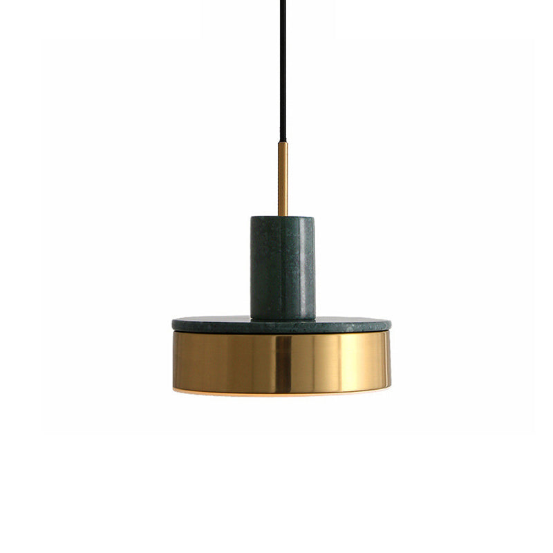 Drum Pendant Lamp Contemporary Metal 1 Light Black/White/Dark Green Led Hanging Ceiling Light for Dining Room Clearhalo 'Ceiling Lights' 'Modern Pendants' 'Modern' 'Pendant Lights' 'Pendants' Lighting' 135184