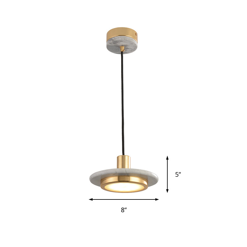 Round Metal Pendant Lighting Modern 1 Light White/Black/Green Hanging Ceiling Lamp with Marble Ring Clearhalo 'Ceiling Lights' 'Modern Pendants' 'Modern' 'Pendant Lights' 'Pendants' Lighting' 135195