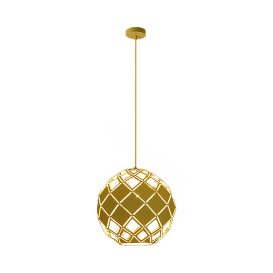 Hollow Globe Shade Pendant Light Nordic Metal 1 Light Blue/Red/Yellow Ceiling Lamp for Study Room Clearhalo 'Ceiling Lights' 'Modern Pendants' 'Modern' 'Pendant Lights' 'Pendants' Lighting' 135204