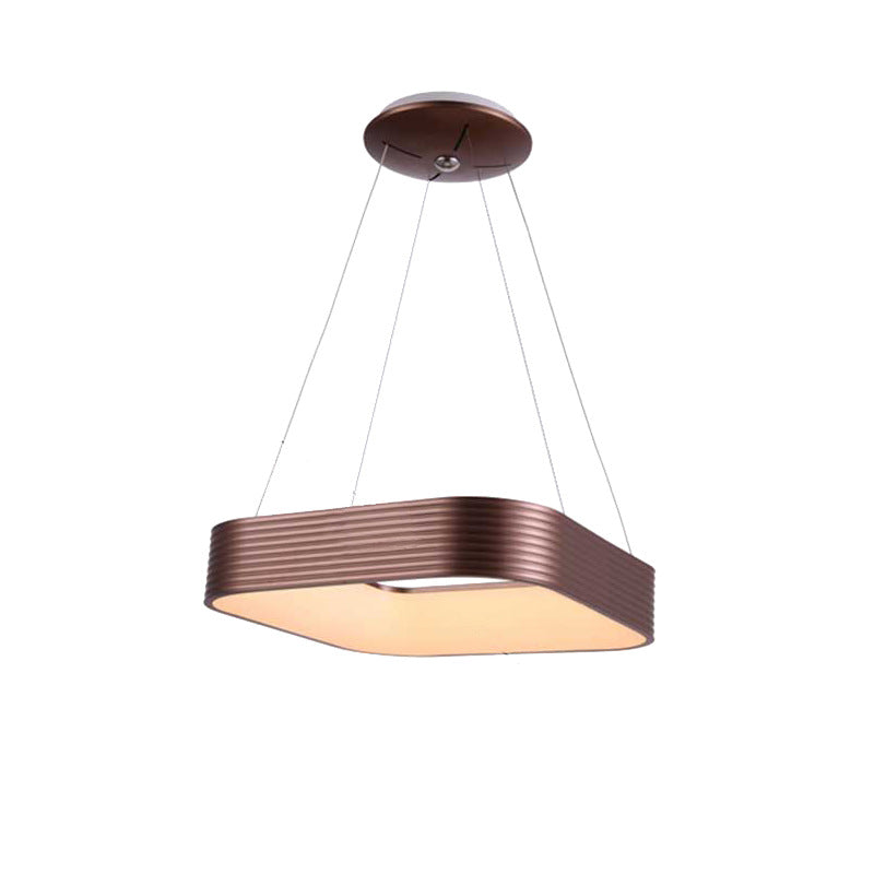 Rose Gold Square Suspension Pendant Contemporary Led Metal Hanging Ceiling Light in Third Gear, 18"/23.5" Wide Clearhalo 'Ceiling Lights' 'Modern Pendants' 'Modern' 'Pendant Lights' 'Pendants' Lighting' 135247