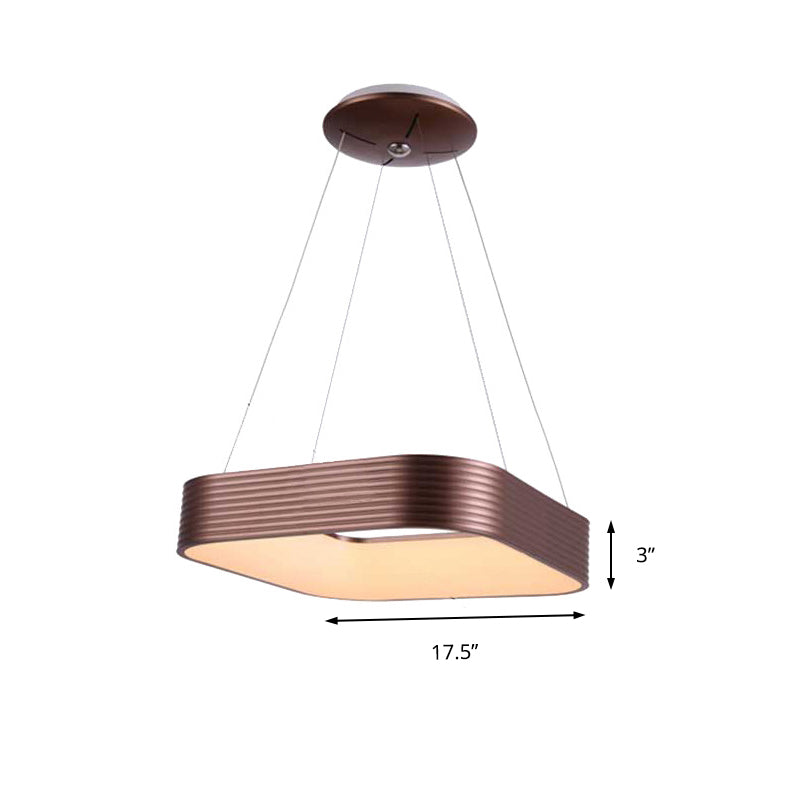 Rose Gold Square Suspension Pendant Contemporary Led Metal Hanging Ceiling Light in Third Gear, 18"/23.5" Wide Clearhalo 'Ceiling Lights' 'Modern Pendants' 'Modern' 'Pendant Lights' 'Pendants' Lighting' 135248