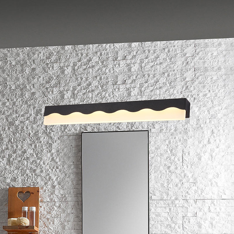 Metal Wave Design Vanity Light Fixture Modern Stylish LED Black/White Wall Mounted Lamp in Warm/White Light, 16"/23.5" W Black Warm Clearhalo 'Cast Iron' 'Glass' 'Industrial' 'Modern wall lights' 'Modern' 'Tiffany' 'Traditional wall lights' 'Vanity Lights' 'Wall Lights' Lighting' 135274